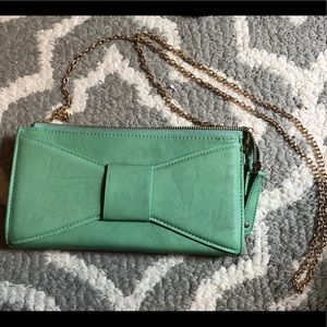 Mint green clutch/crossbody bag